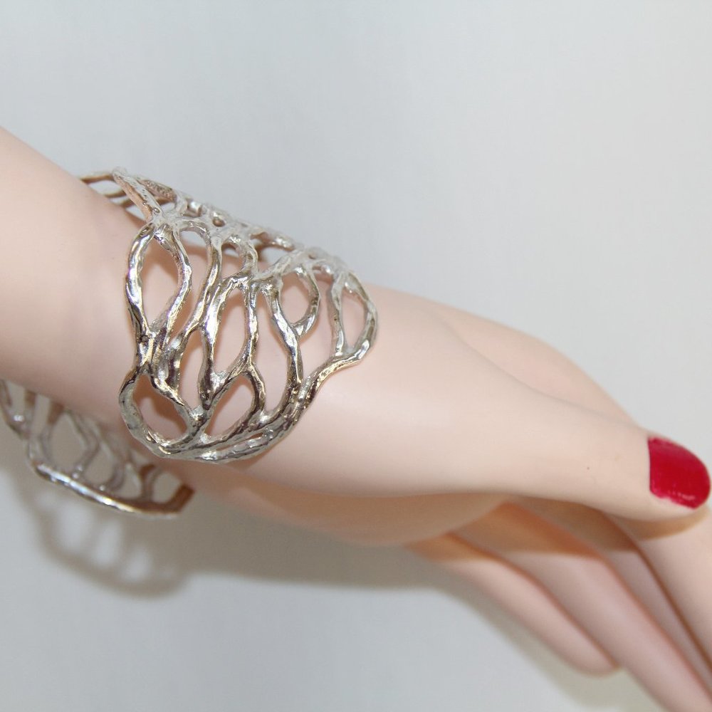 Karine Sultan Silver Basketweave Cuff